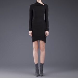 Helmut Lang Black Asymmetric Neck Knit Dress Size 2